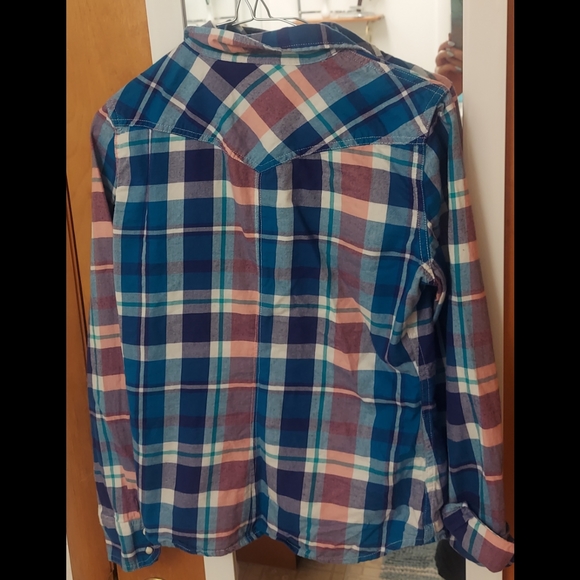 American Eagle Outfitters Button-Down Plaid Cotton Shirt Size Small - Picture 3 of 5